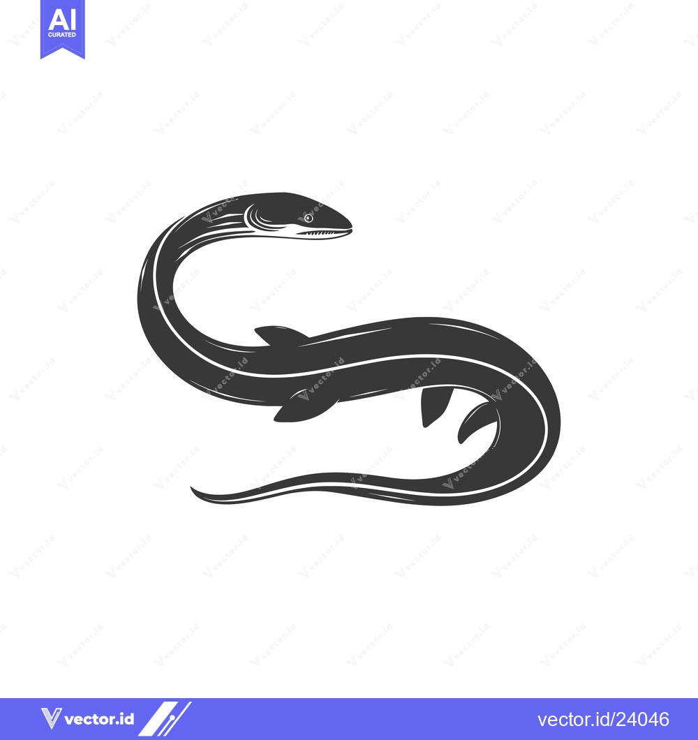 Premium Vector of Black and White Illustration of a Moray Eel