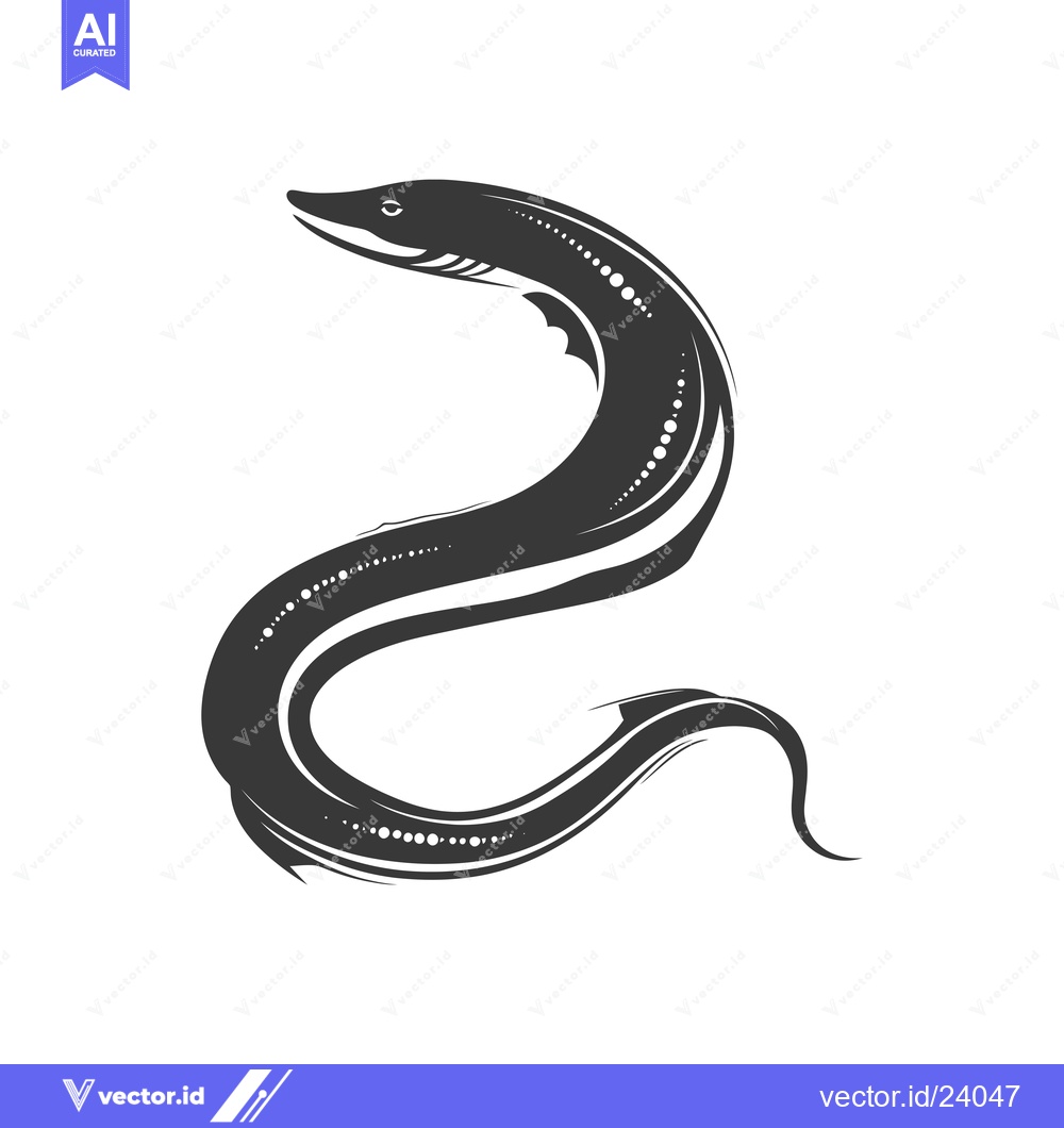 Premium Vector of Black and white illustration of a moray eel in a swimming position