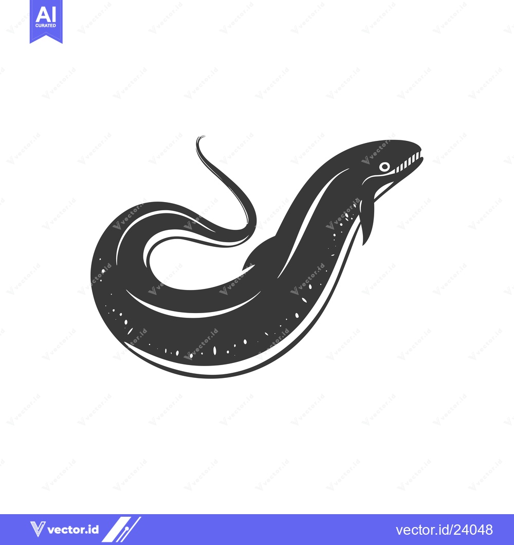 Premium Vector dari Black and White Illustration of a Moray Eel with its Mouth Open