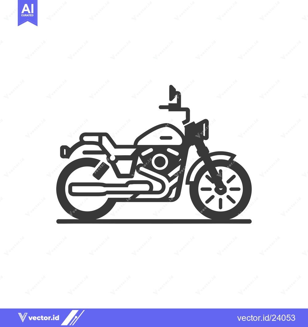 Premium Vector of Black and White Illustration of a Motorcycle