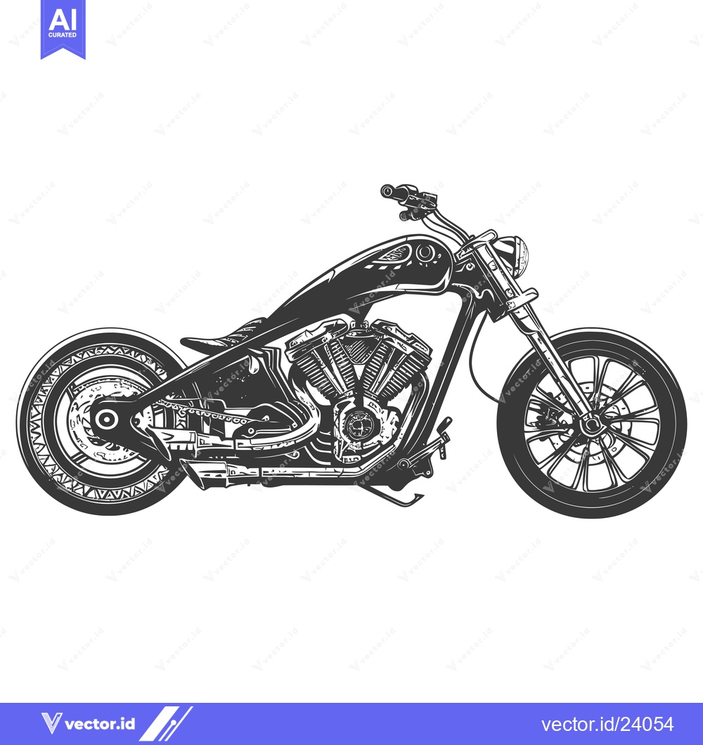 Premium Vector dari Black and White Illustration of a Motorcycle