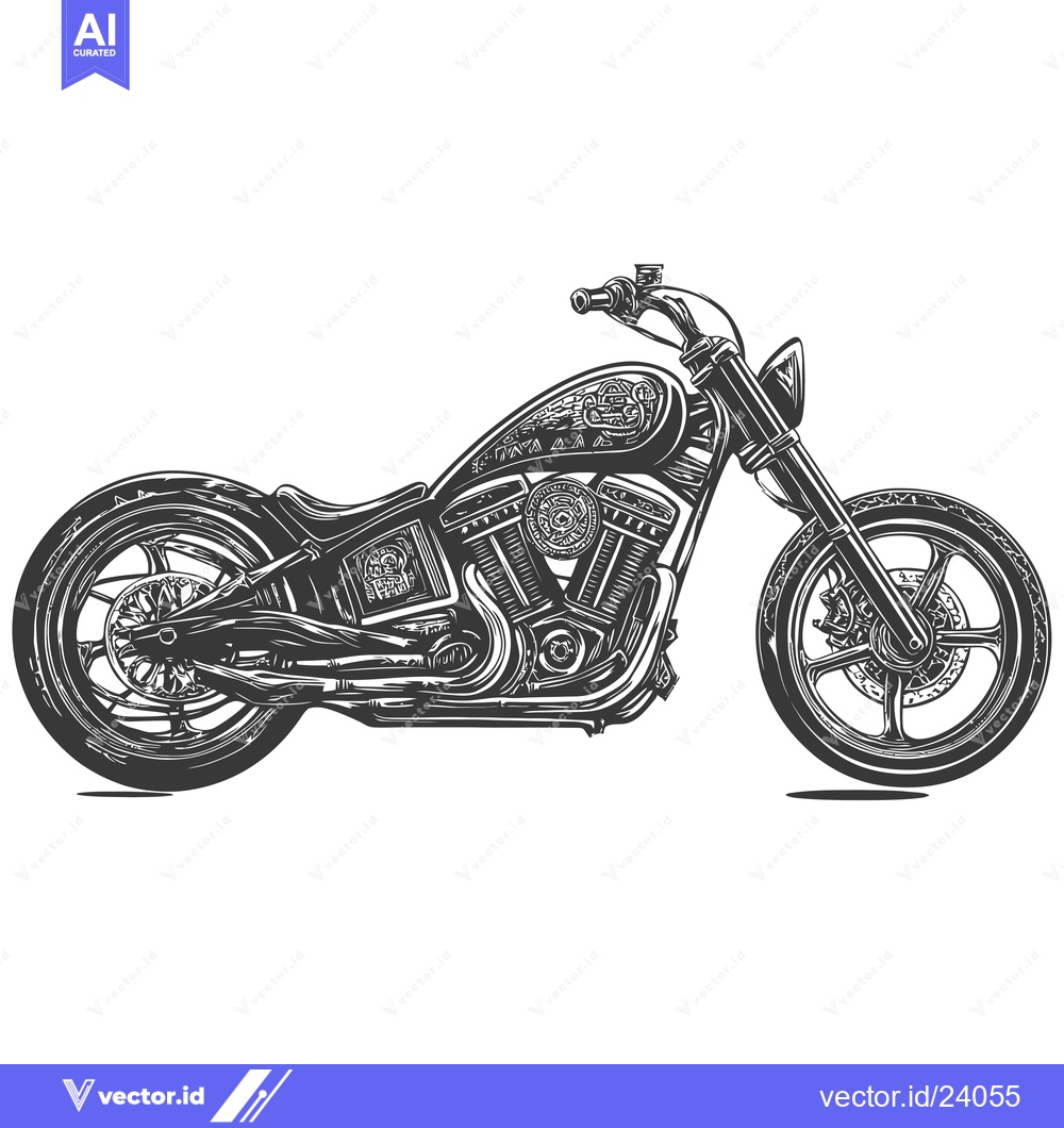 Premium Vector dari Black and White Illustration of a Motorcycle