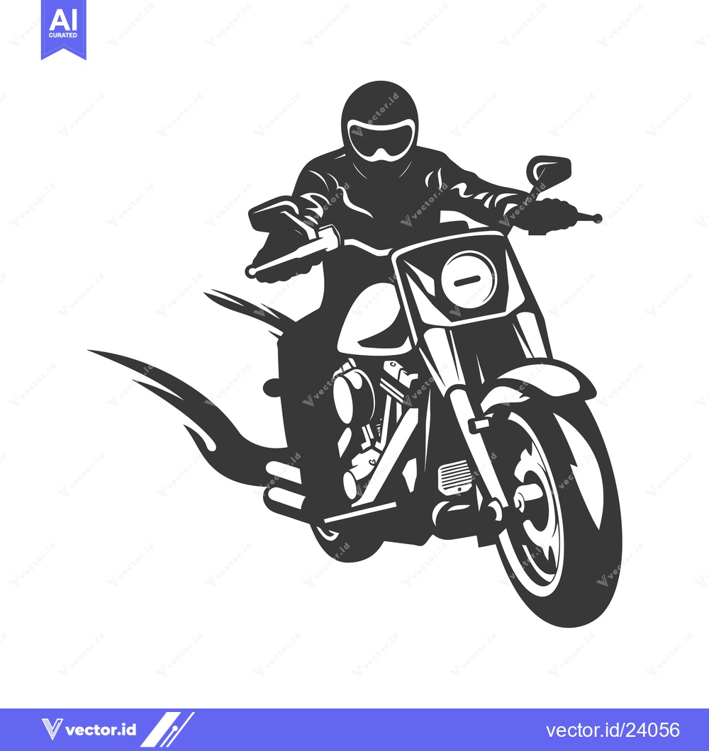 Premium Vector dari Black and White Illustration of a Motorcycle Rider