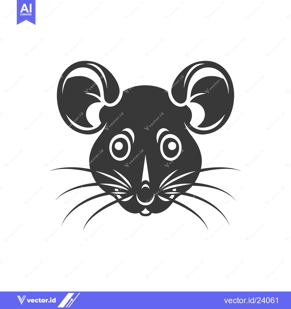 Premium Vector of Black and White Illustration of a Mouse's Face