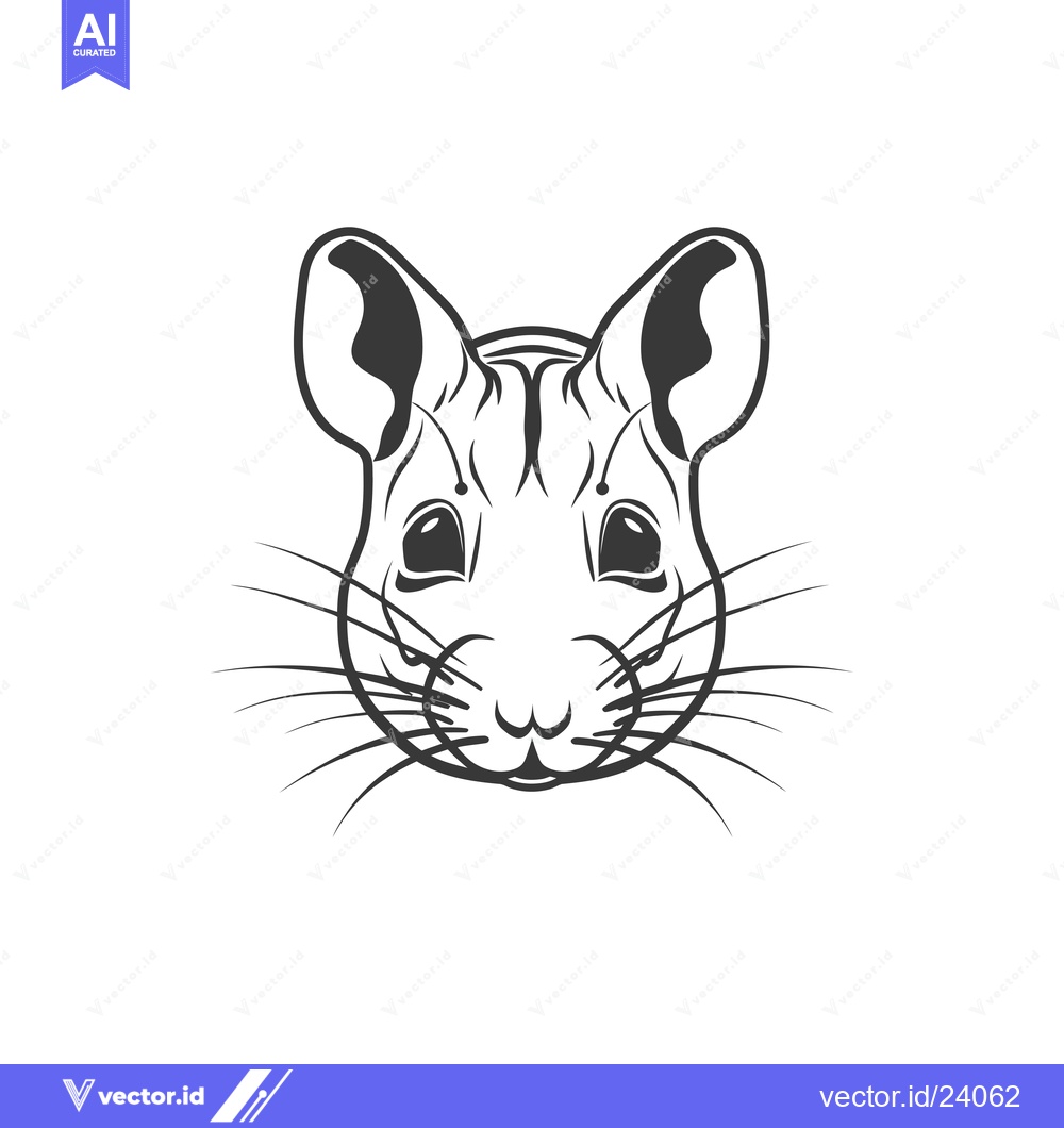 Premium Vector of Black and White Illustration of a Mouse's Face