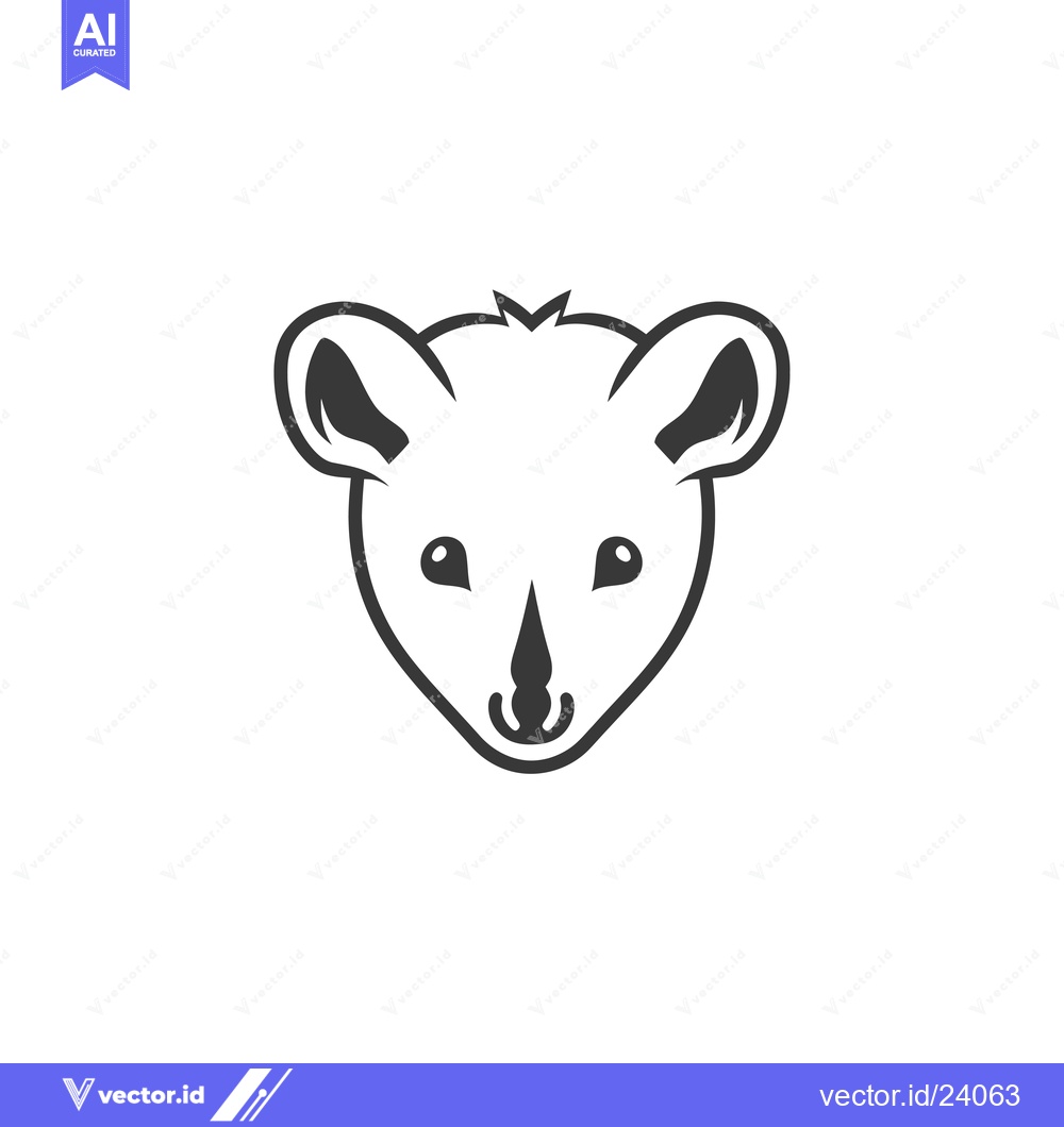 Premium Vector of Black and White Illustration of a Mouse's Head