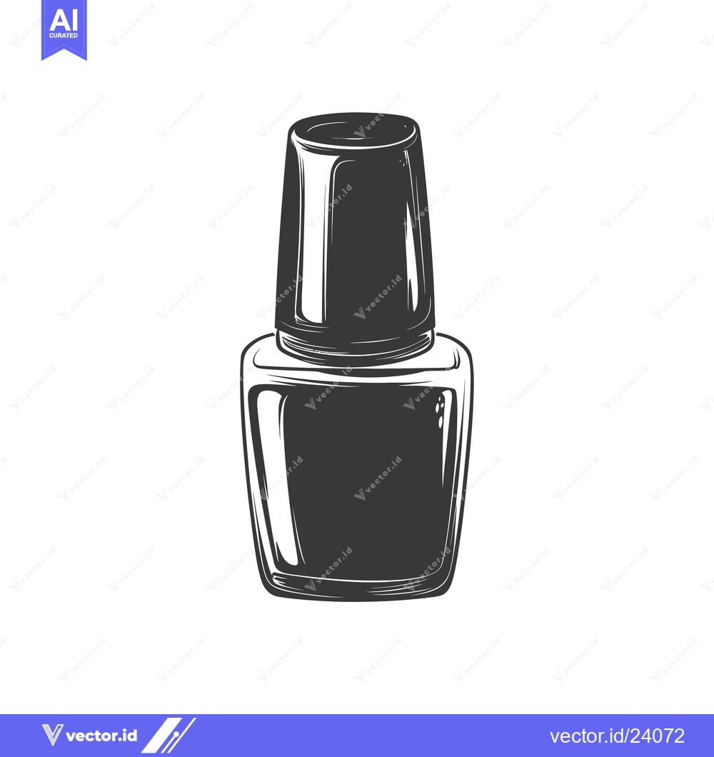 Premium Vector dari Black and White Illustration of a Nail Polish Bottle