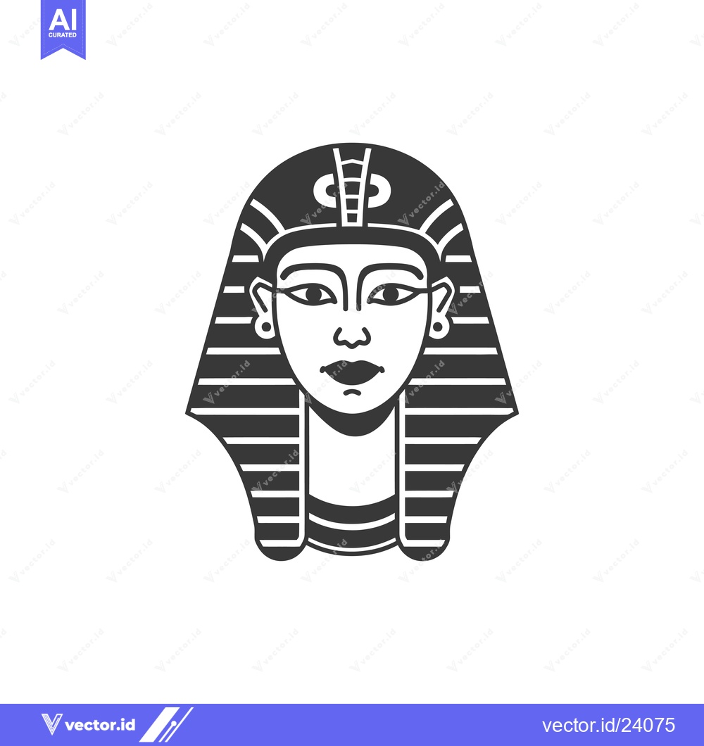 Premium Vector dari Black and White Illustration of an Ancient Egyptian Pharaoh's Head