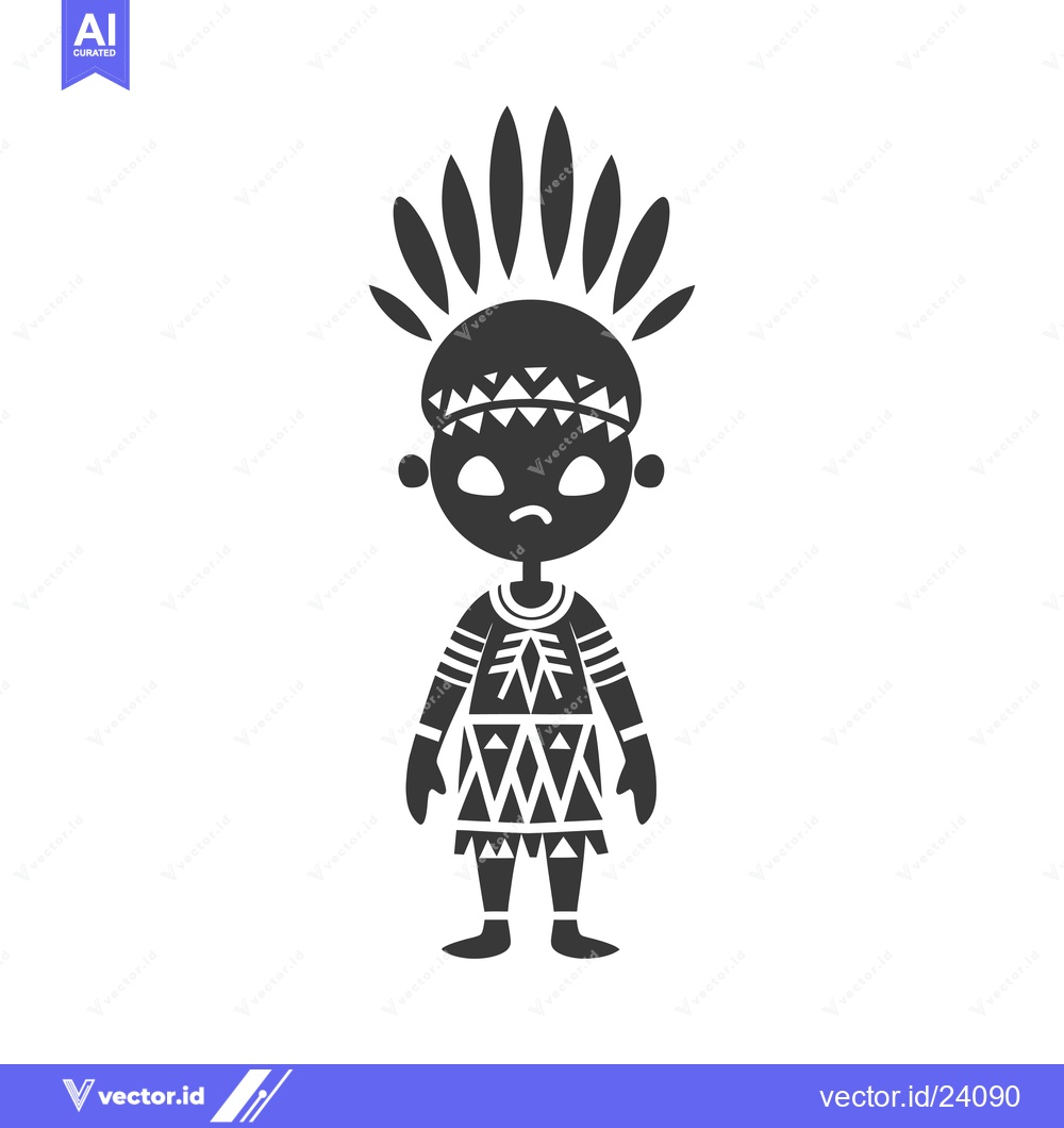 Premium Vector dari Black and White Illustration of a Native American in Traditional Cloth