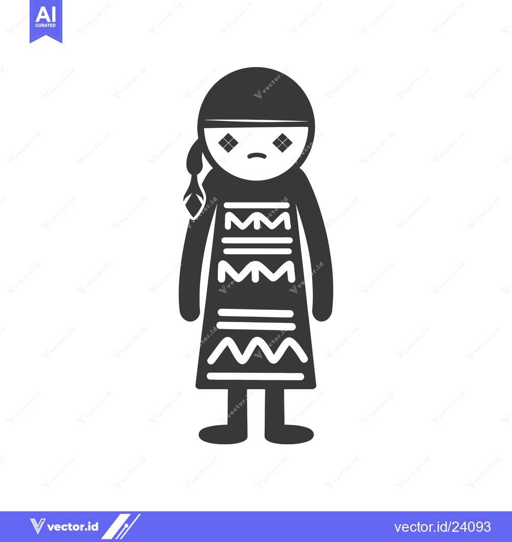 Premium Vector dari Black and White Illustration of a Native American Person