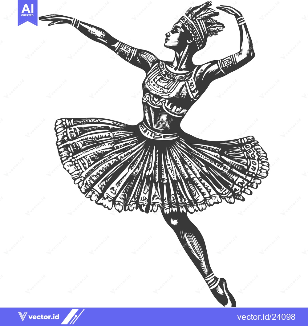 Premium Vector dari Black and White Illustration of a Native American Woman in a Feather H