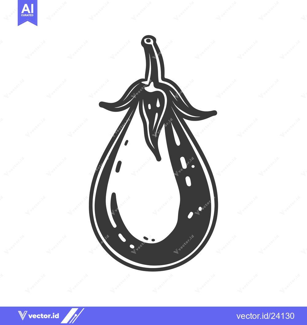 Premium Vector dari Black and White Illustration of an Eggplant