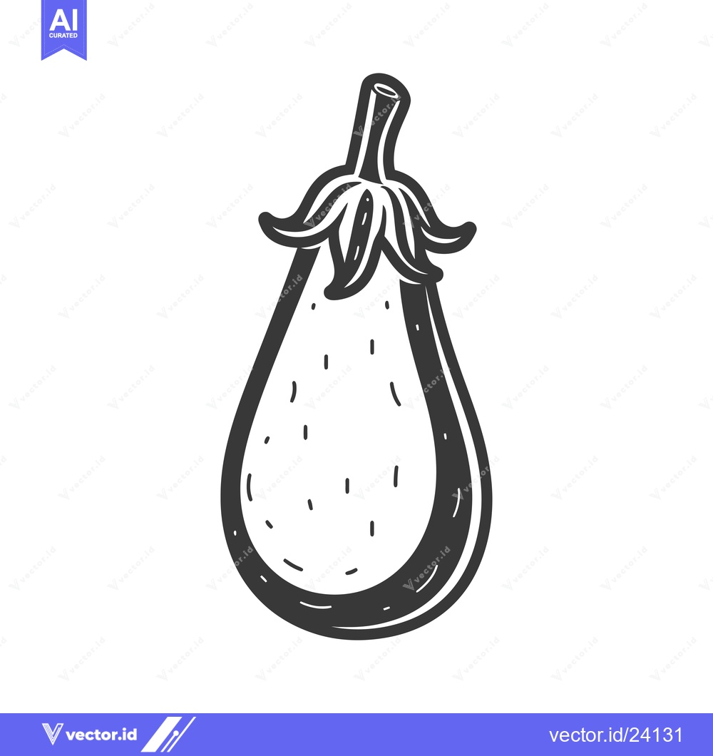 Premium Vector dari Black and white illustration of an eggplant