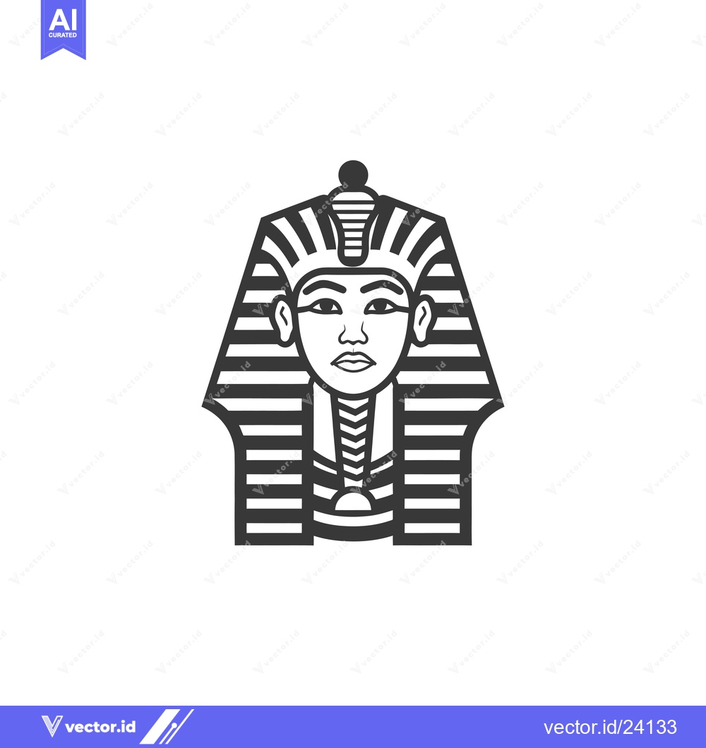 Premium Vector of Black and White Illustration of an Egyptian Pharaoh's Head
