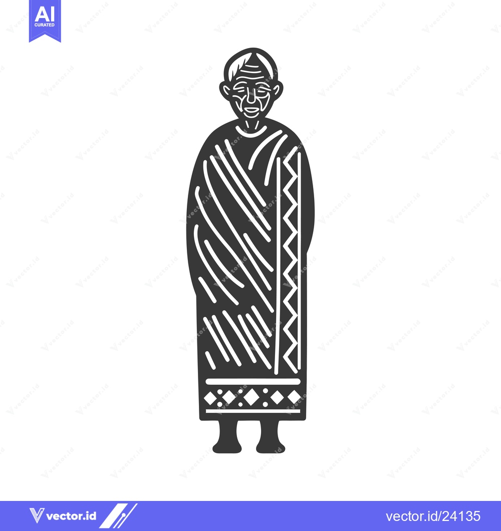 Premium Vector dari Black and White Illustration of an Elderly Person in Traditional Cloth
