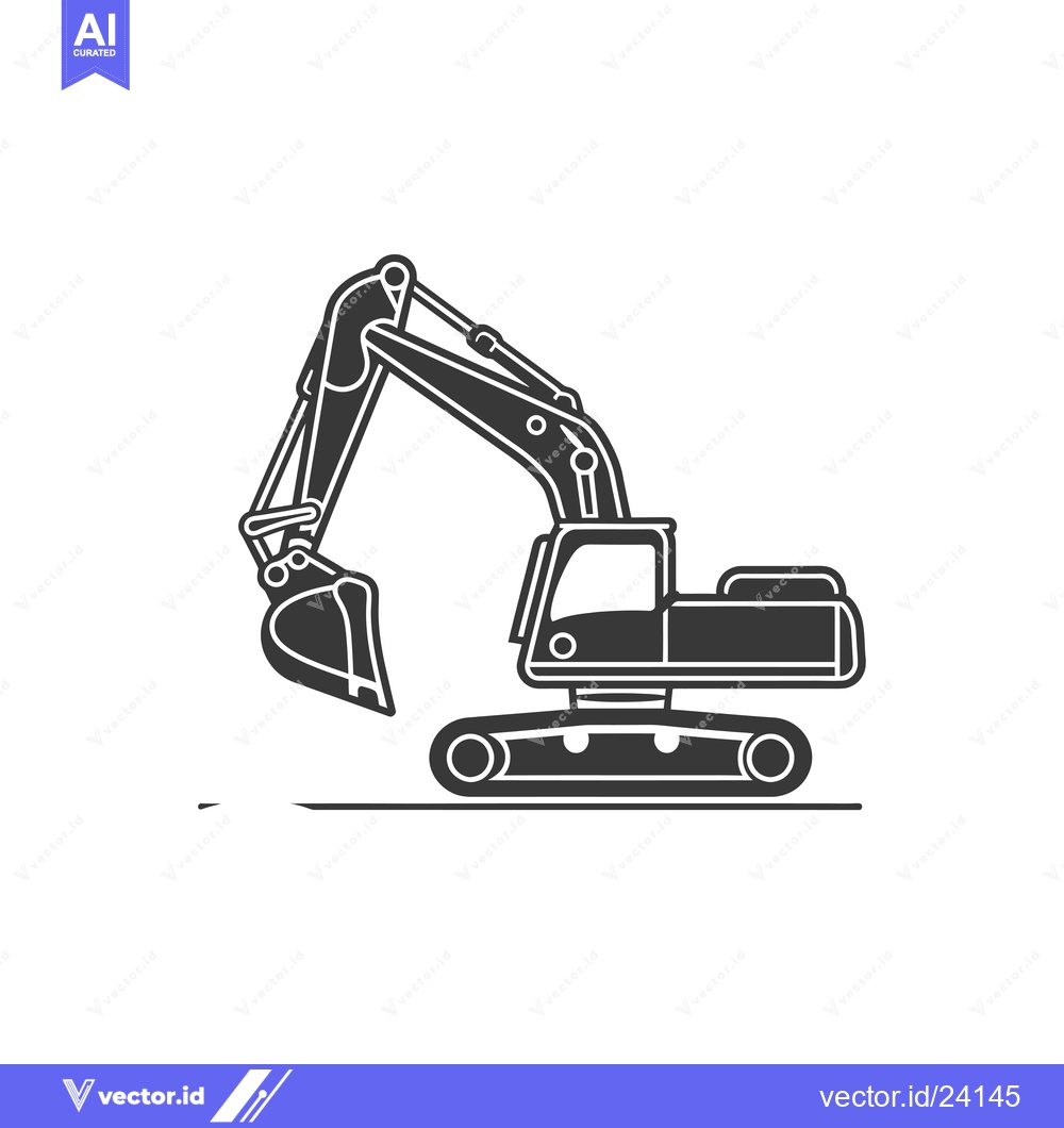 Premium Vector dari Black and White Illustration of an Excavator