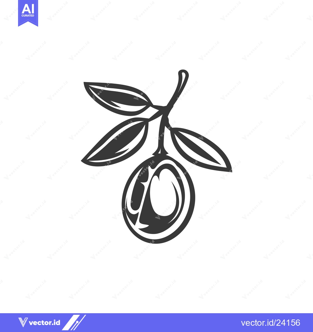 Premium Vector dari Black and White Illustration of an Olive Branch