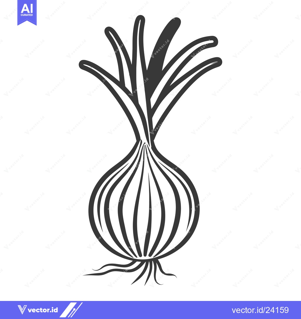 Premium Vector of Black and White Illustration of an Onion Plant