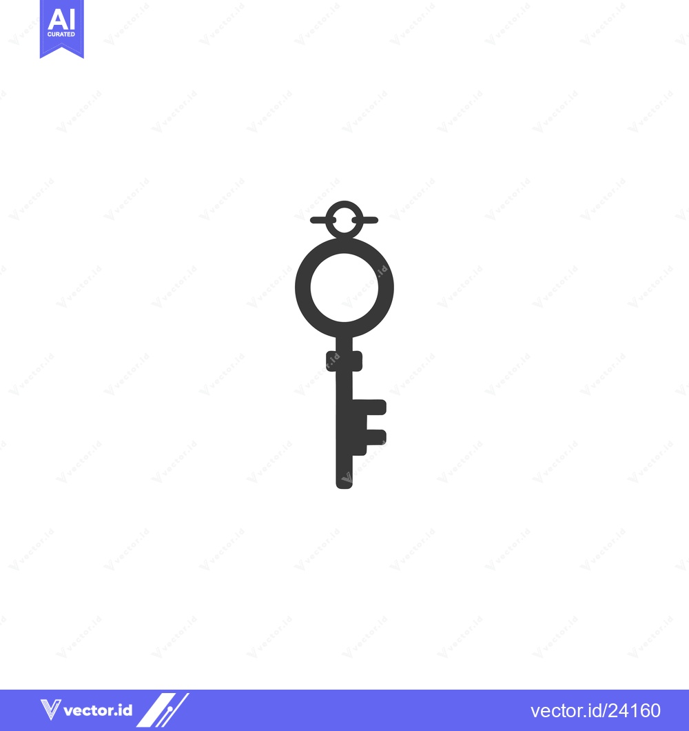 Premium Vector dari Black and White Illustration of an Ornate Key