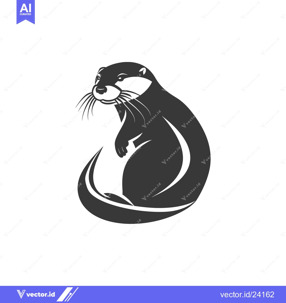 Premium Vector dari Black and White Illustration of an Otter