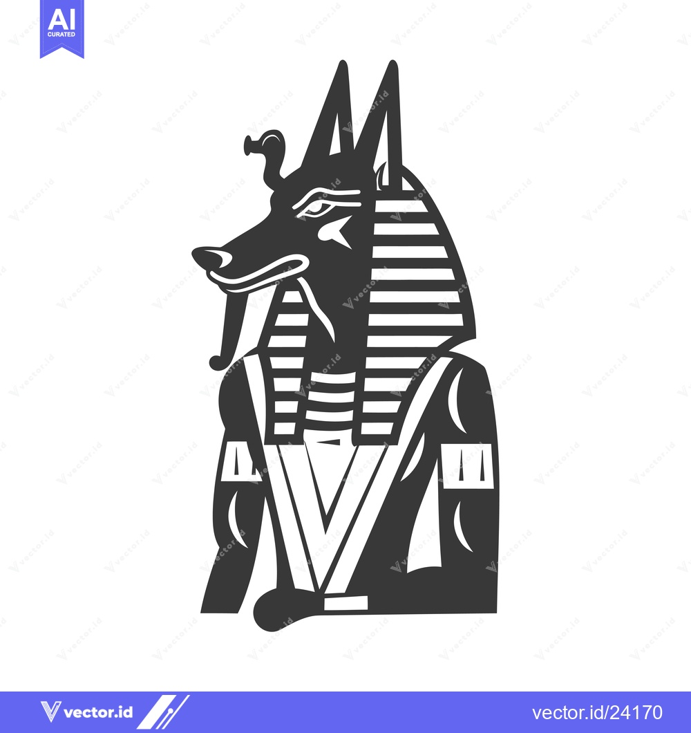 Premium Vector dari Black and White Illustration of Anubis, Egyptian God of the Dead