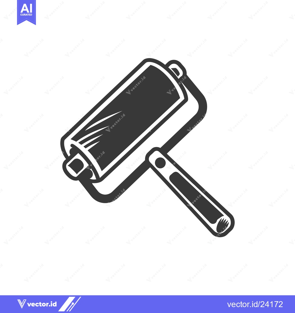 Premium Vector of Black and White Illustration of a Paint Roller