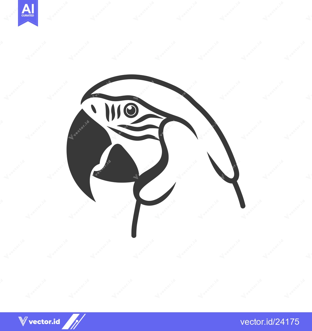 Premium Vector dari Black and White Illustration of a Parrot's Head