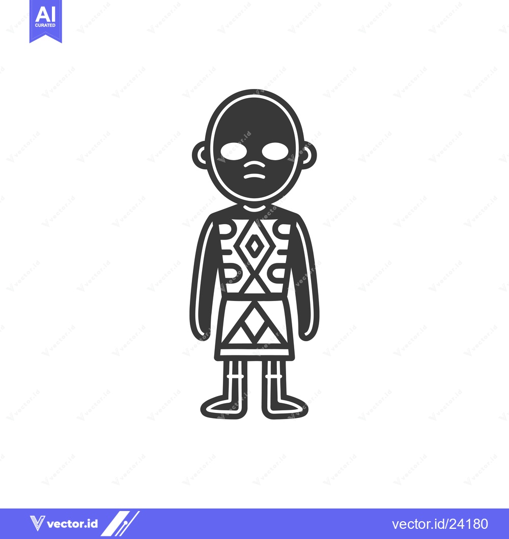 Premium Vector dari Black and White Illustration of a Person in Traditional African Clothi
