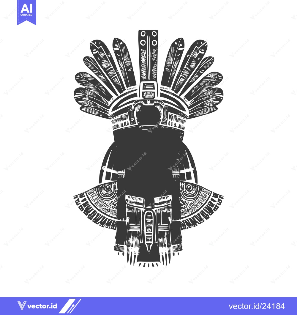 Premium Vector dari Black and White Illustration of a Person Wearing a Detailed Headdress