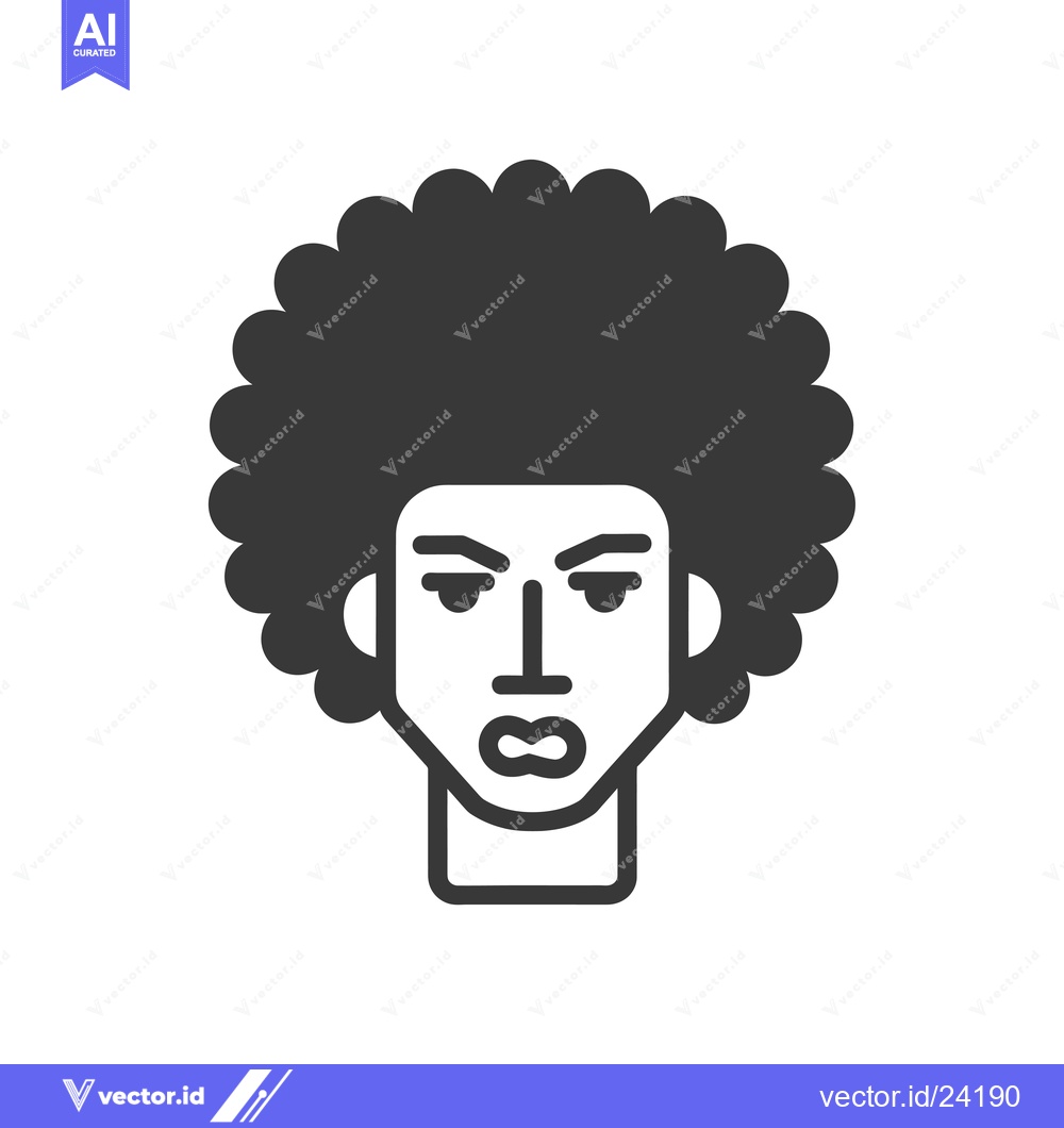 Premium Vector dari Black and White Illustration of a Person with an Afro and a Serious Ex