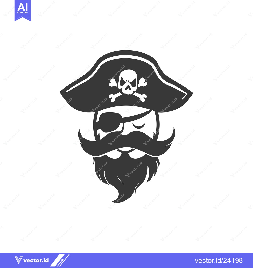 Premium Vector of Black and White Illustration of a Pirate's Head