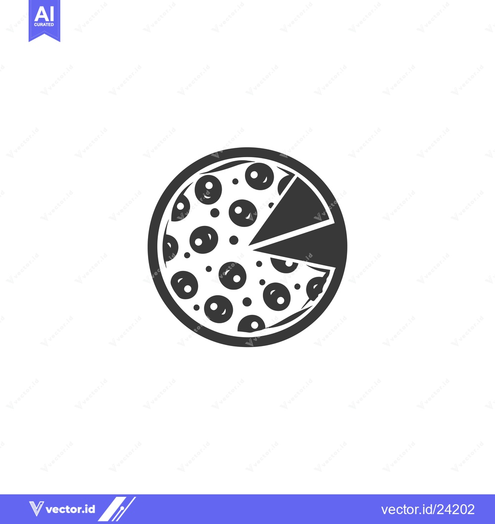 Premium Vector dari Black and White Illustration of a Pizza with One Slice Removed