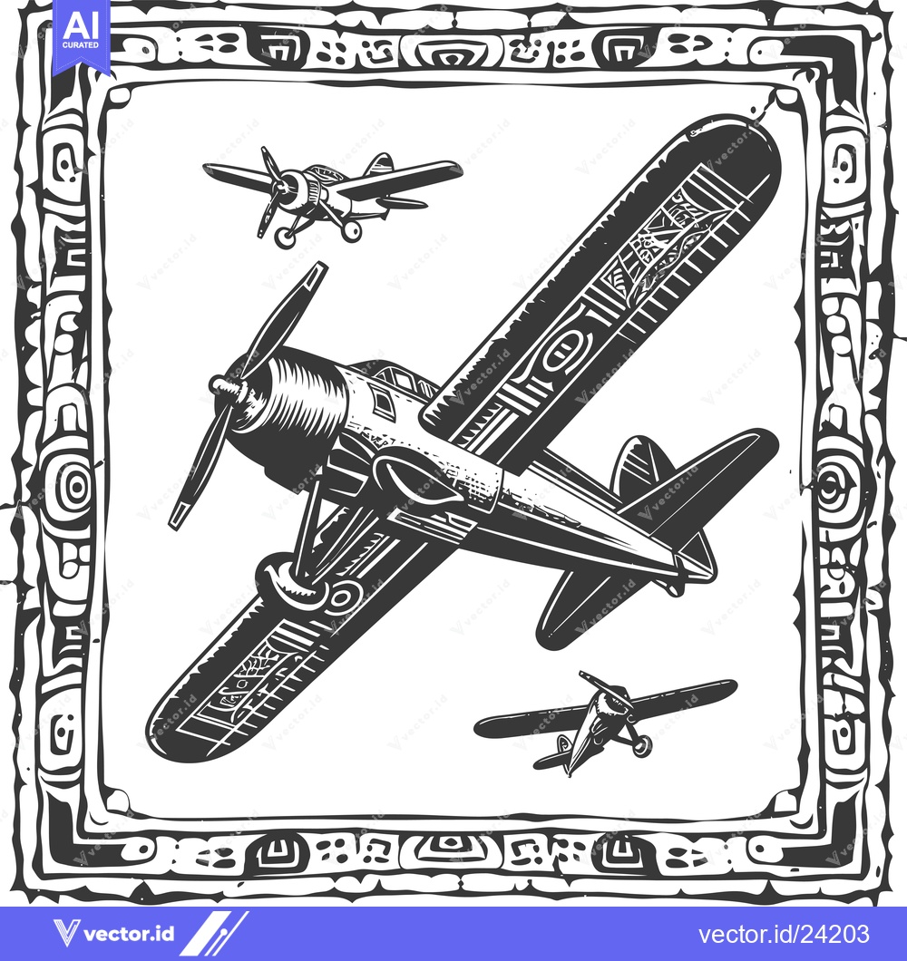 Premium Vector dari Black and White Illustration of a Plane Flying
