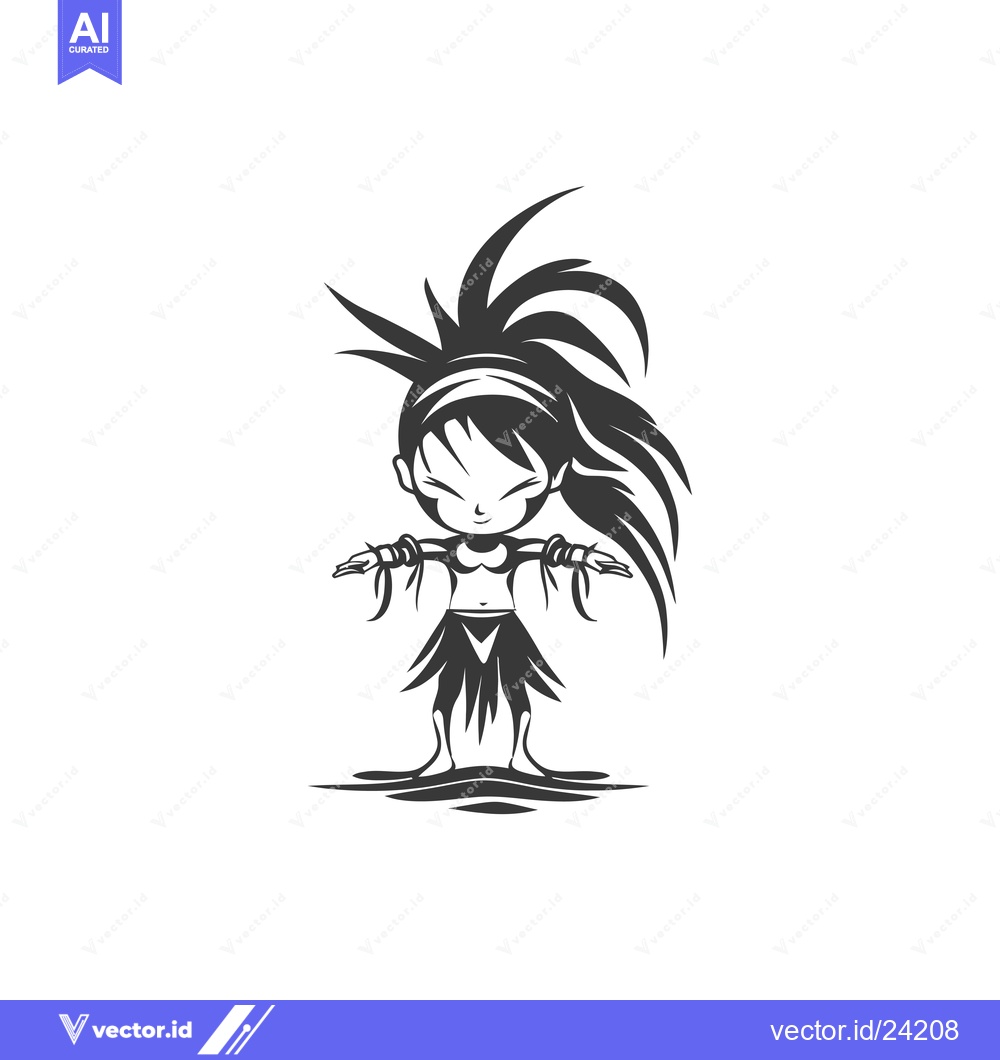 Premium Vector of Black and White Illustration of a Polynesian Woman with Spiky Hair
