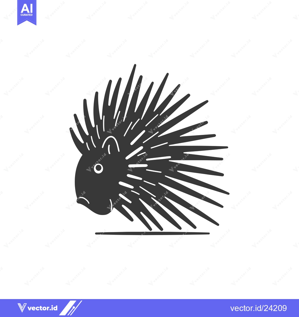 Premium Vector dari Black and White Illustration of a Porcupine