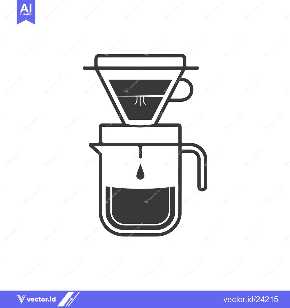 Premium Vector dari Black and White Illustration of a Pour Over Coffee Maker