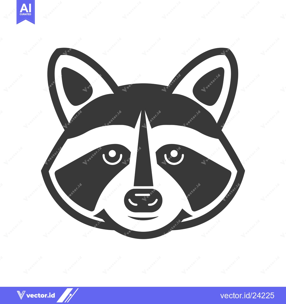 Premium Vector dari Black and White Illustration of a Raccoon's Face