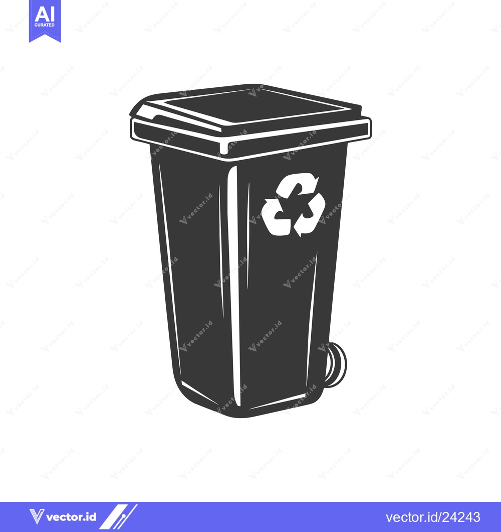 Premium Vector dari Black and White Illustration of a Recycling Bin
