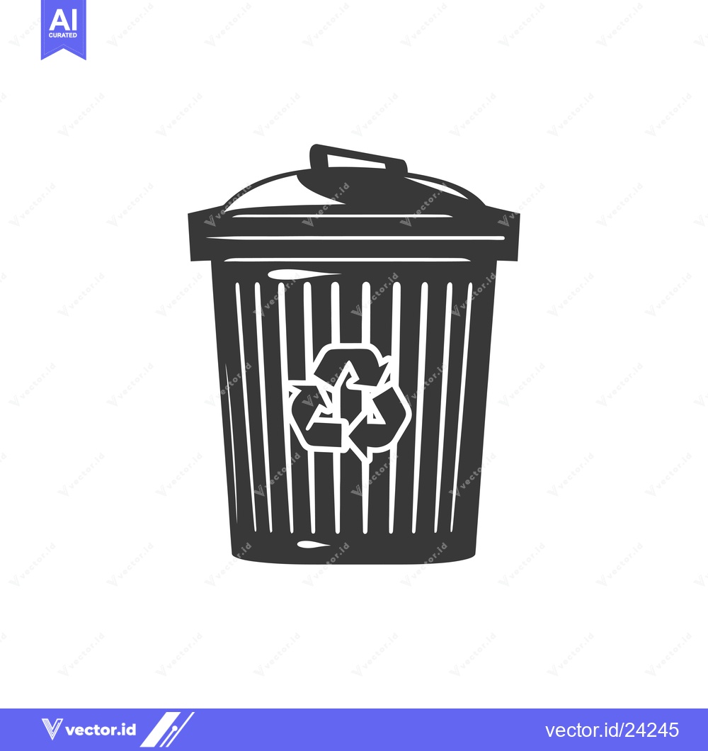 Premium Vector dari Black and White Illustration of a Recycling Bin