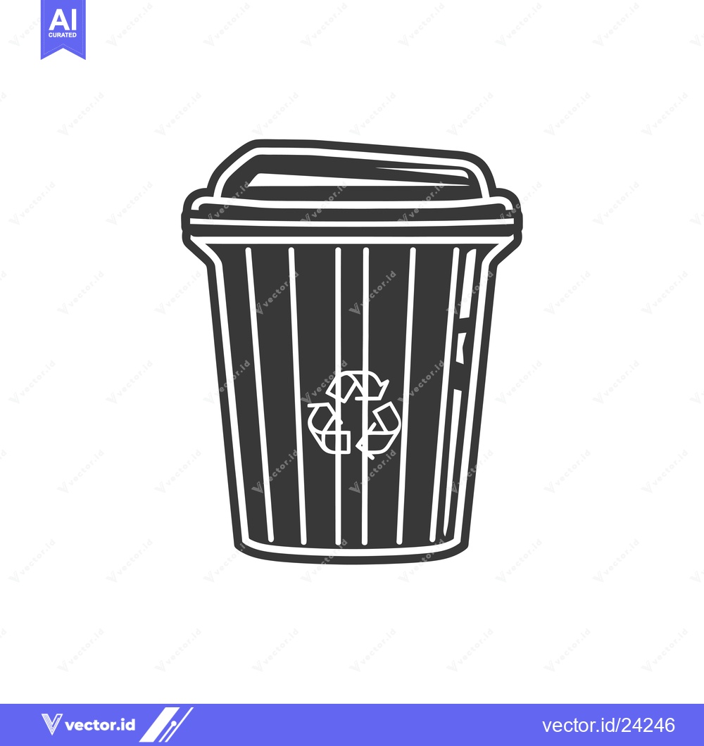 Premium Vector of Black and white illustration of a recycling bin