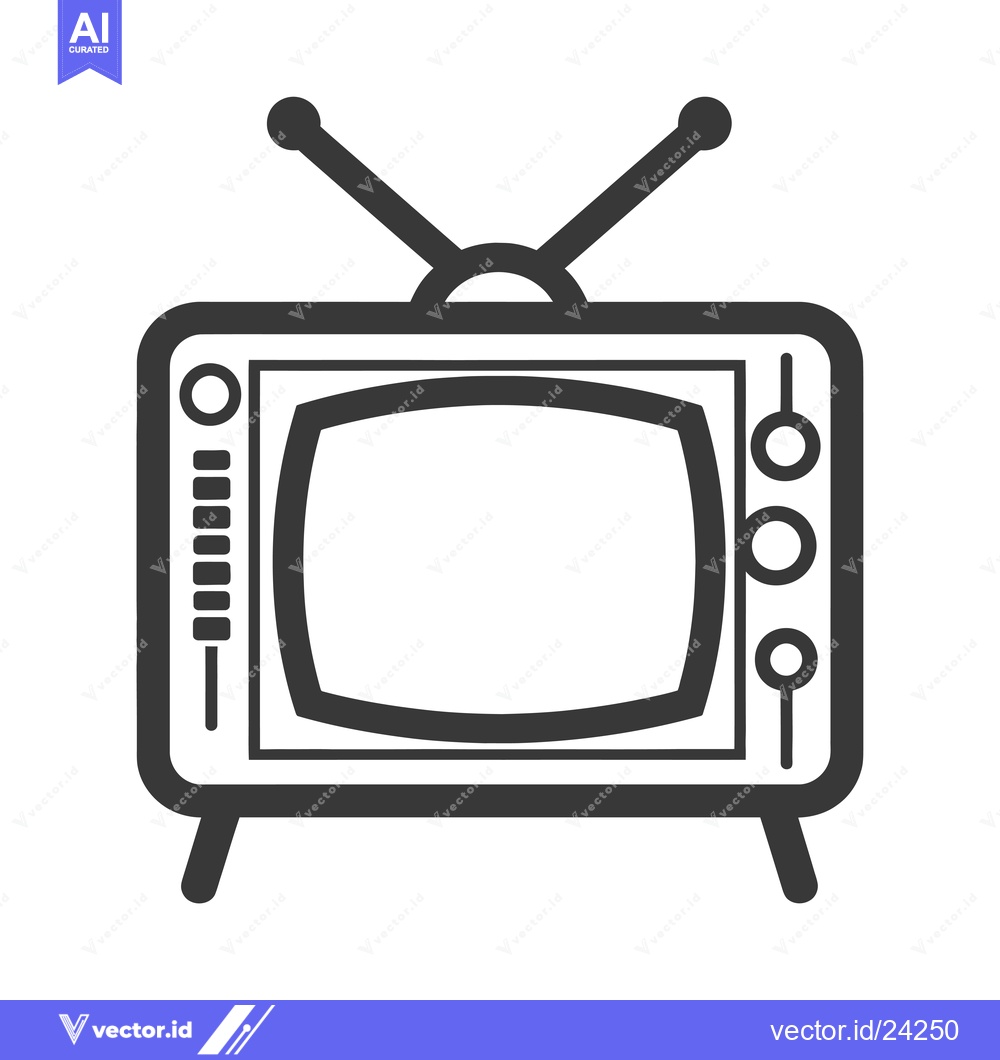 Premium Vector dari Black and White Illustration of a Retro Television