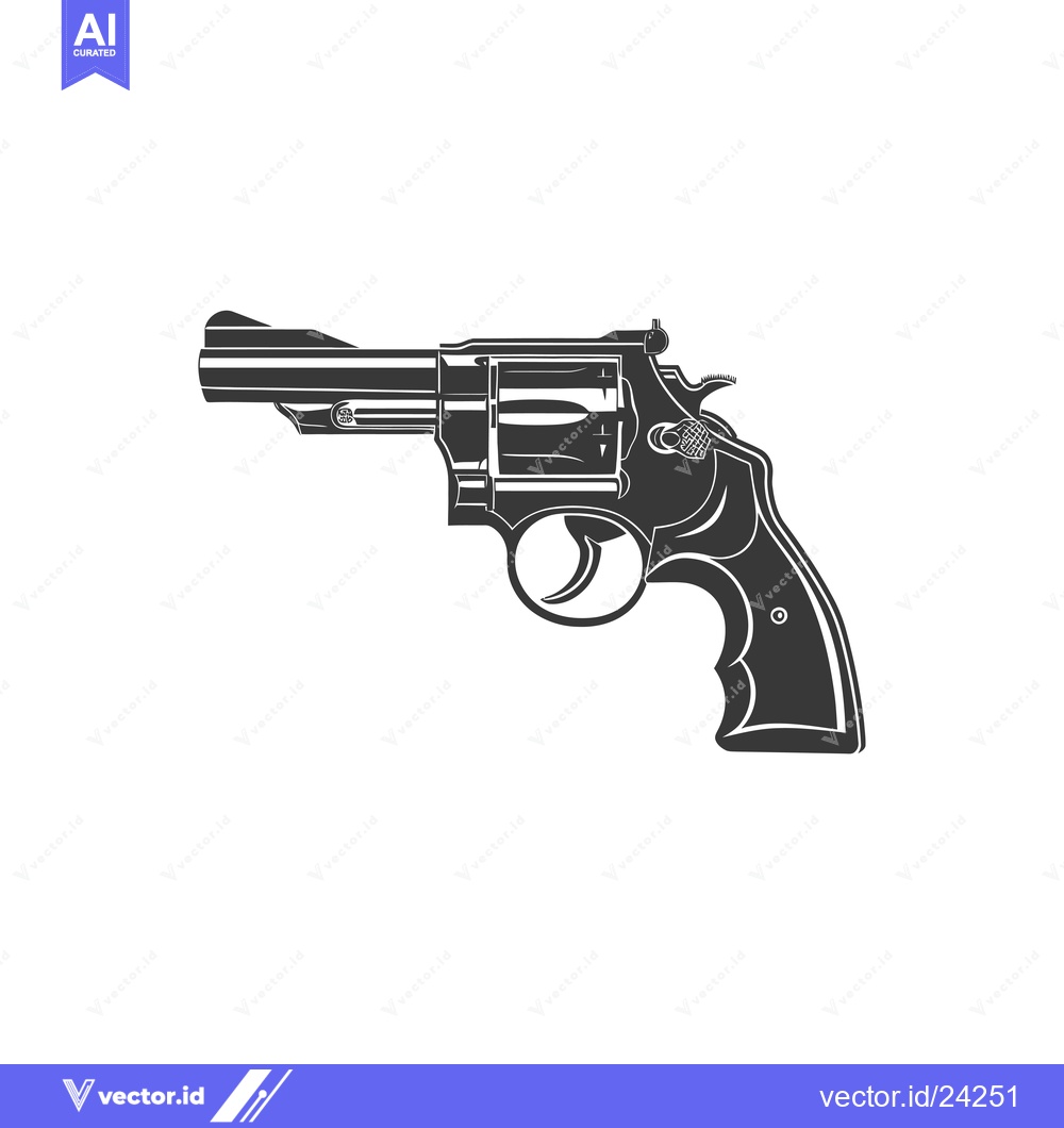 Premium Vector dari Black and White Illustration of a Revolver