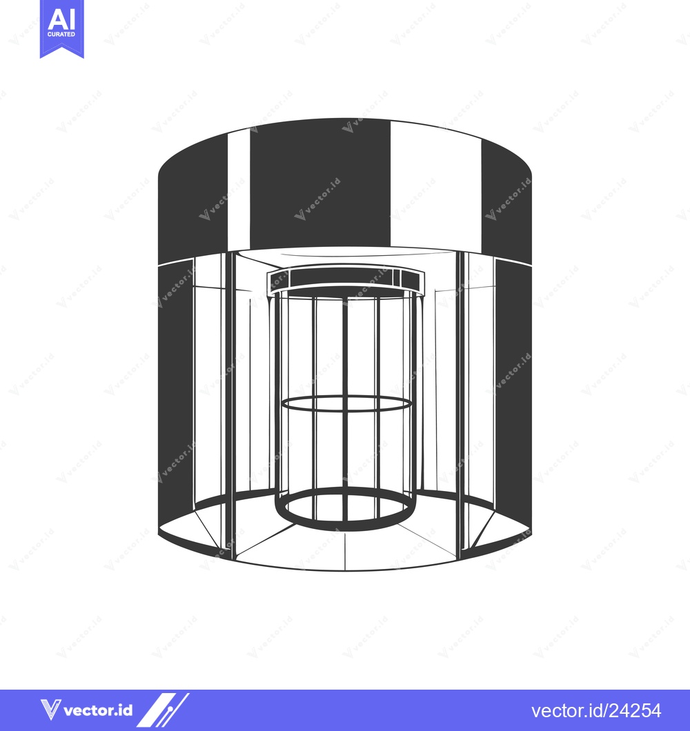 Premium Vector dari Black and White Illustration of a Revolving Door