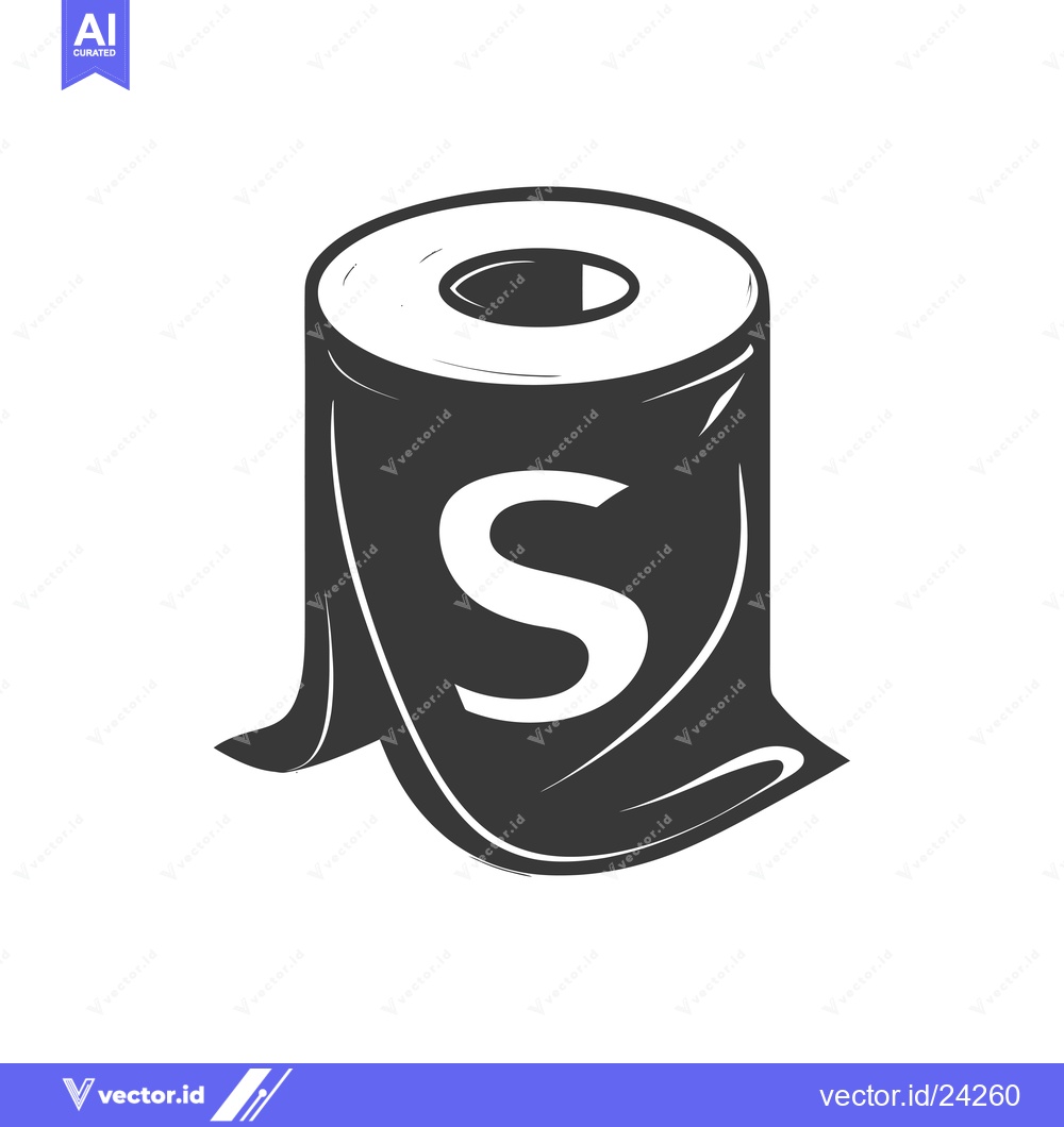 Premium Vector dari Black and White Illustration of a Roll of Paper with the Letter S