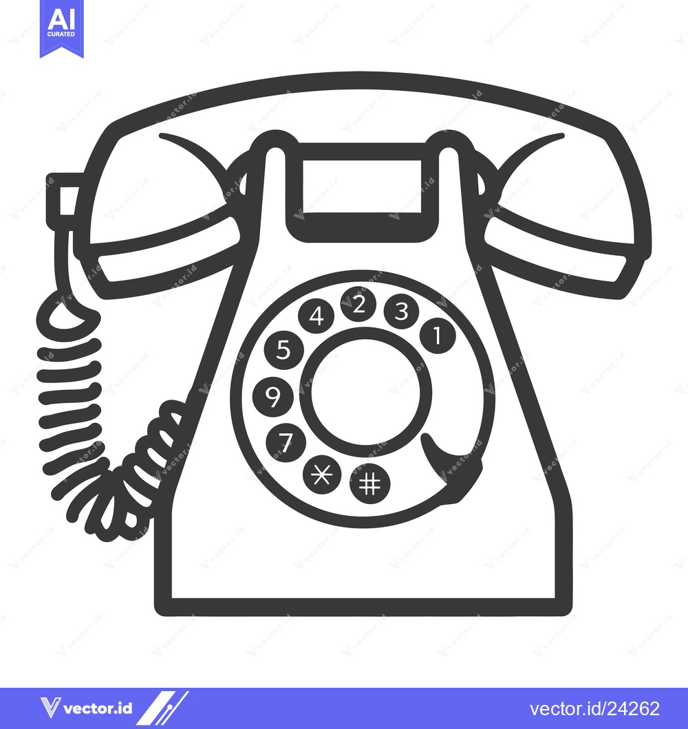 Premium Vector dari Black and White Illustration of a Rotary Phone