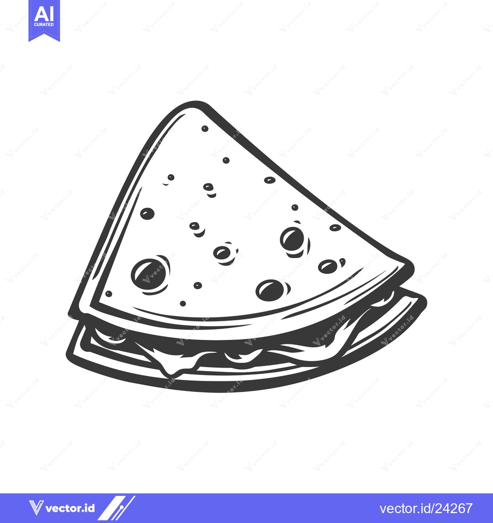 Premium Vector dari Black and White Illustration of a Sandwich Cut in Half