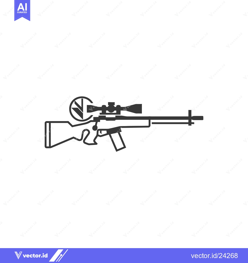 Premium Vector dari Black and white illustration of a scoped rifle