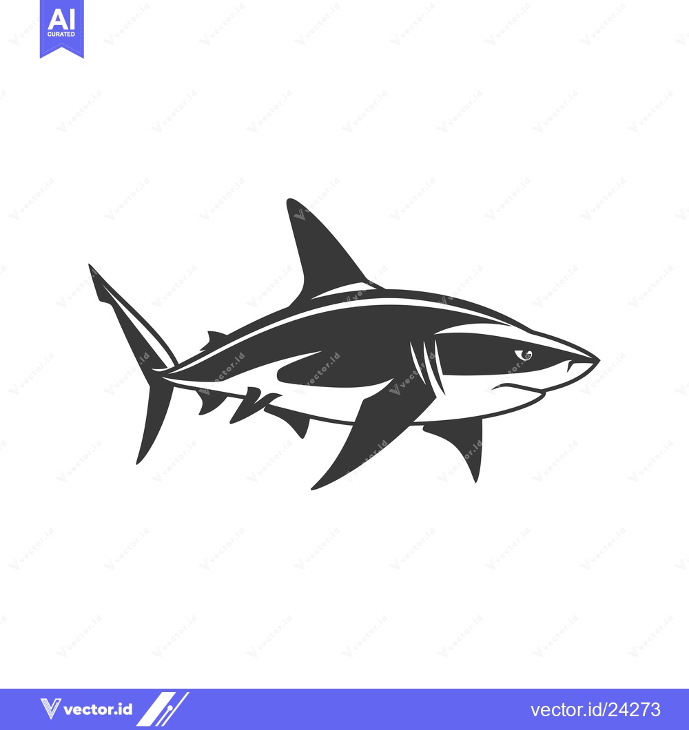 Premium Vector dari Black and White Illustration of a Shark Swimming