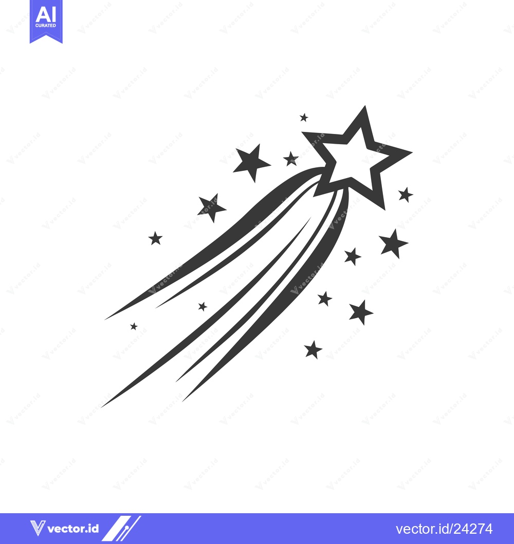 Premium Vector dari Black and white illustration of a shooting star with a trail of smalle