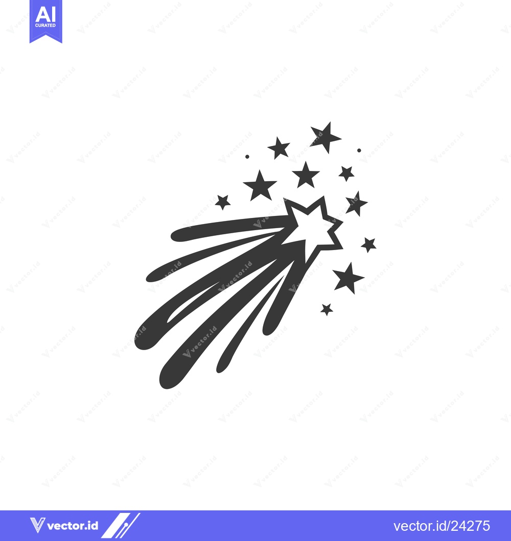 Premium Vector of Black and White Illustration of a Shooting Star with a Trail of Stars